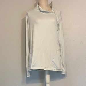 Athleta Pale Blue Long Sleeve Neck Zip Athletic Top Size Large